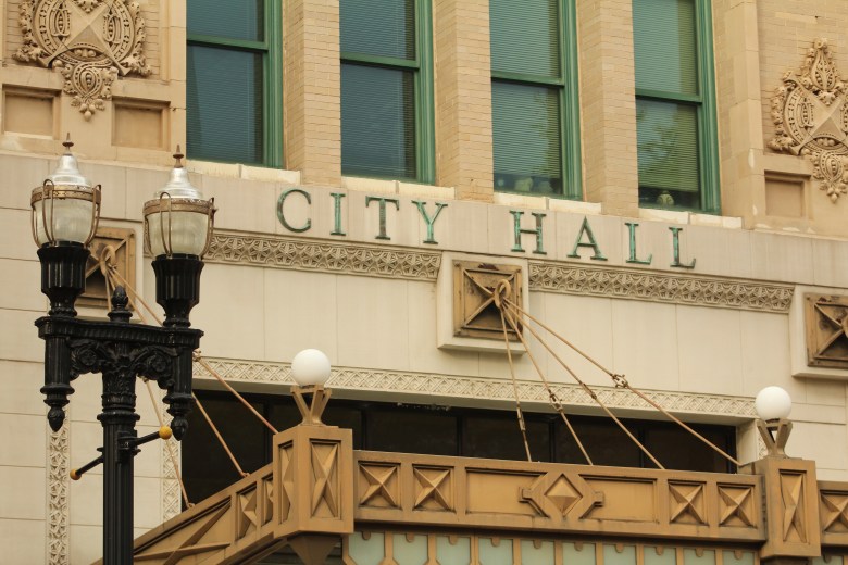 A photo of the façade of the Jacksonville City Hall.