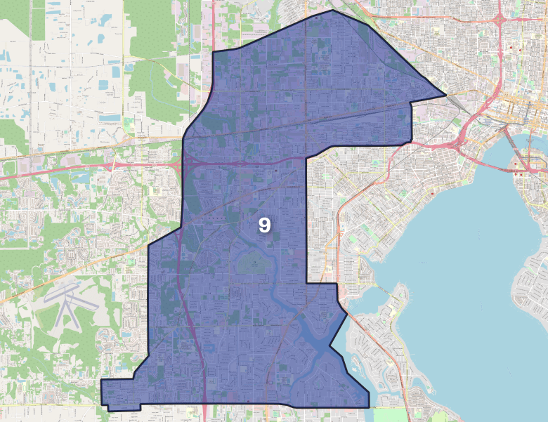 A map of Jacksonville City Council District 9.