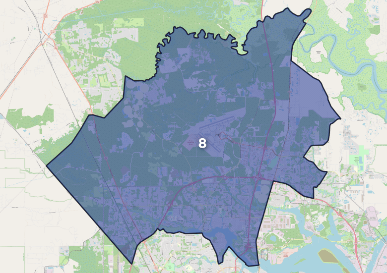 A map of Jacksonville City Council District 8