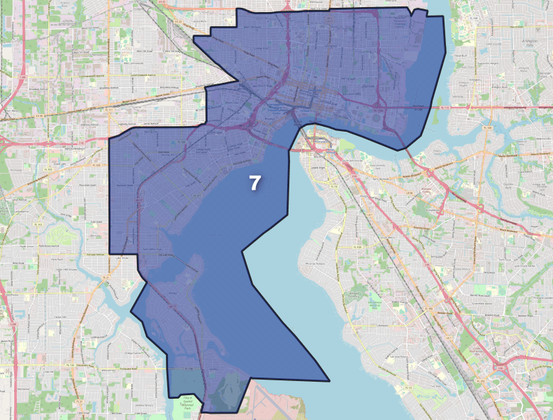 A map of Jacksonville City Council District 7.