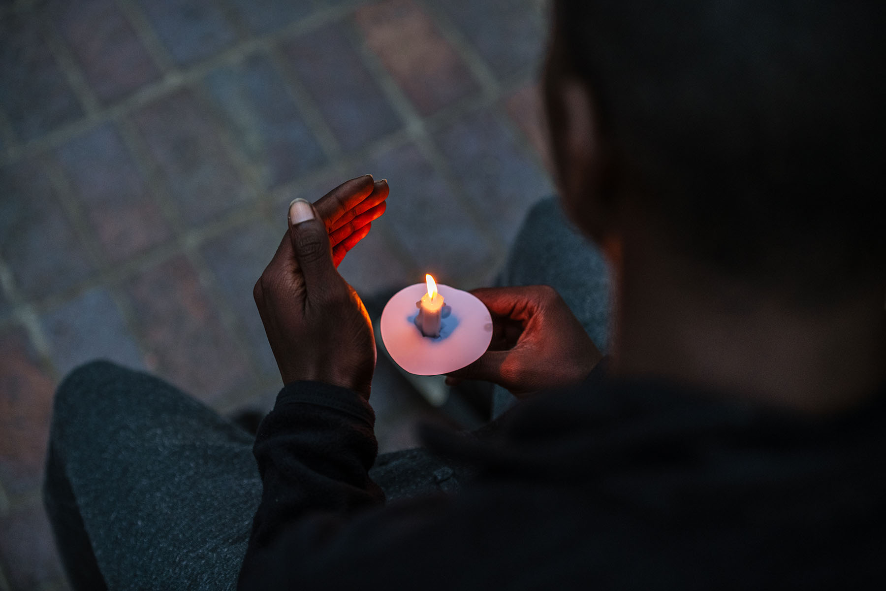 Demonstrators hold a candlelight vigil at the Breonna Taylor memorial at Jefferson Square Park.